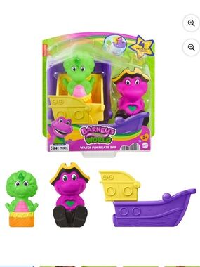 Fisher-Price Barney’s World Water Fun Pirate Ship, Barney, Baby Bop, 4-Piece set